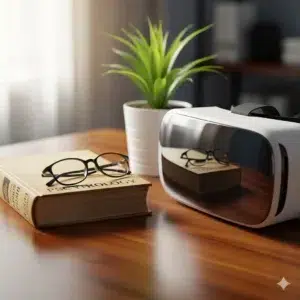 Materiales de estudio y gafas de realidad virtual del curso de terapias de tercera generación online