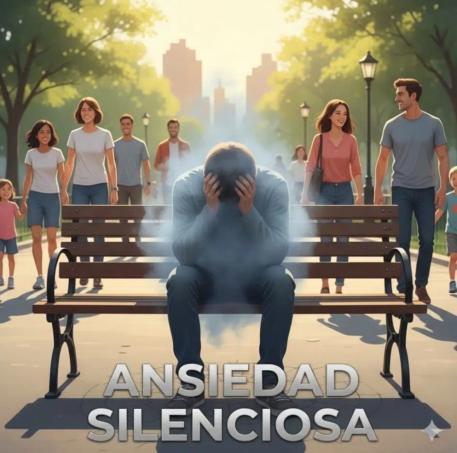 sintomas-fisicos-ansiedad-silenciosa Hombre tomándose la cabeza por dolor de ansiedad silenciosa y estrés - ANIMA Psicólogos