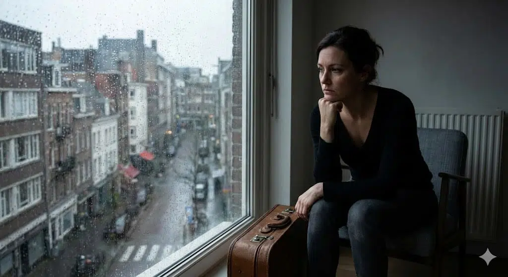 Duelo Migratorio: Cuándo buscar ayuda de un psicólogo para inmigrantes 1 Joven triste mirando por la ventana pensando en consultar a un psicólogo para migrantes.